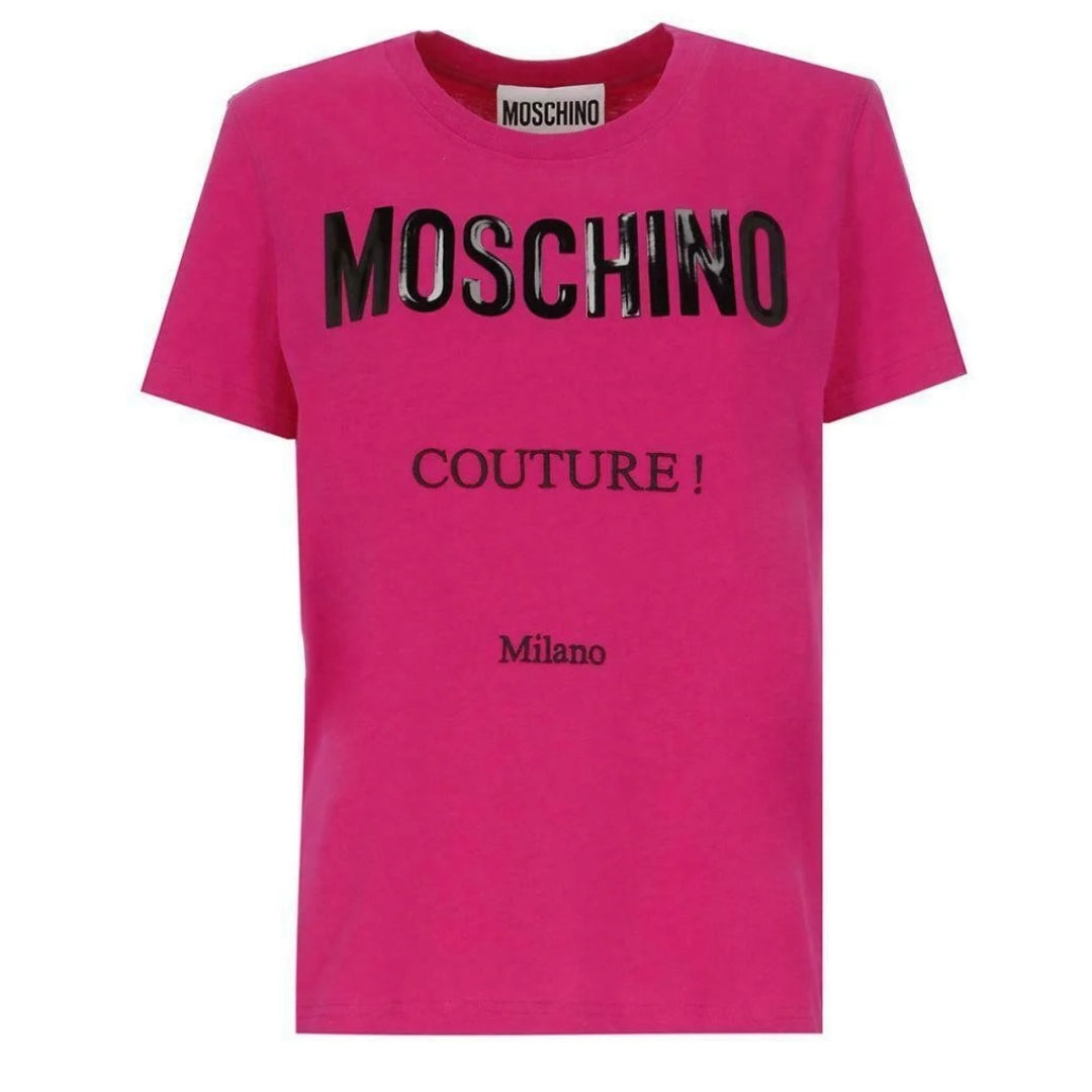 Moschino Couture Gloss Logo Fuxia T-Shirt