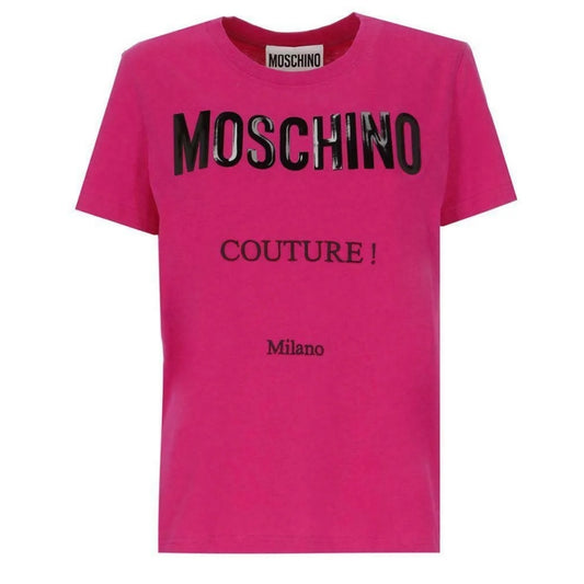Moschino Couture Gloss Logo Fuxia T-Shirt