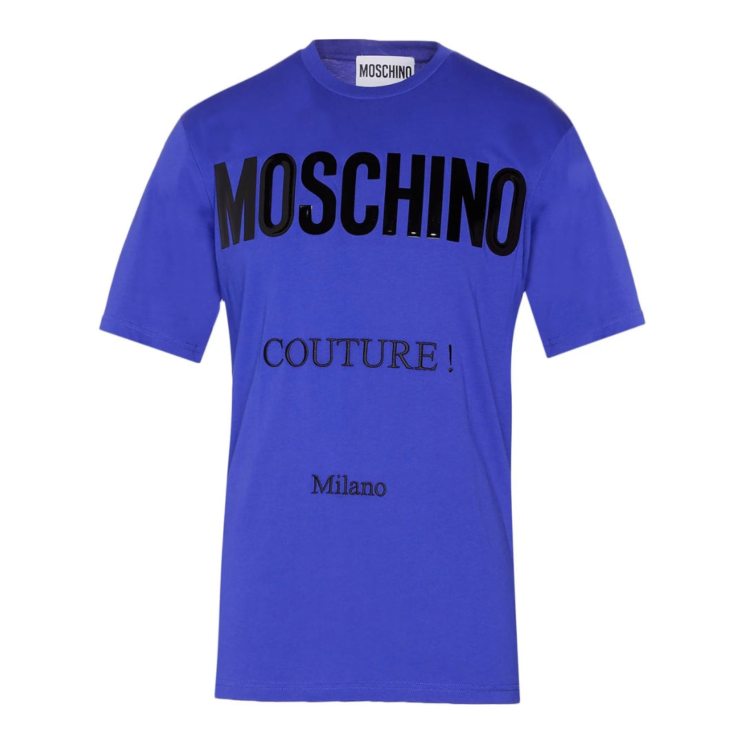 Moschino Couture Gloss Logo Blue T-Shirt