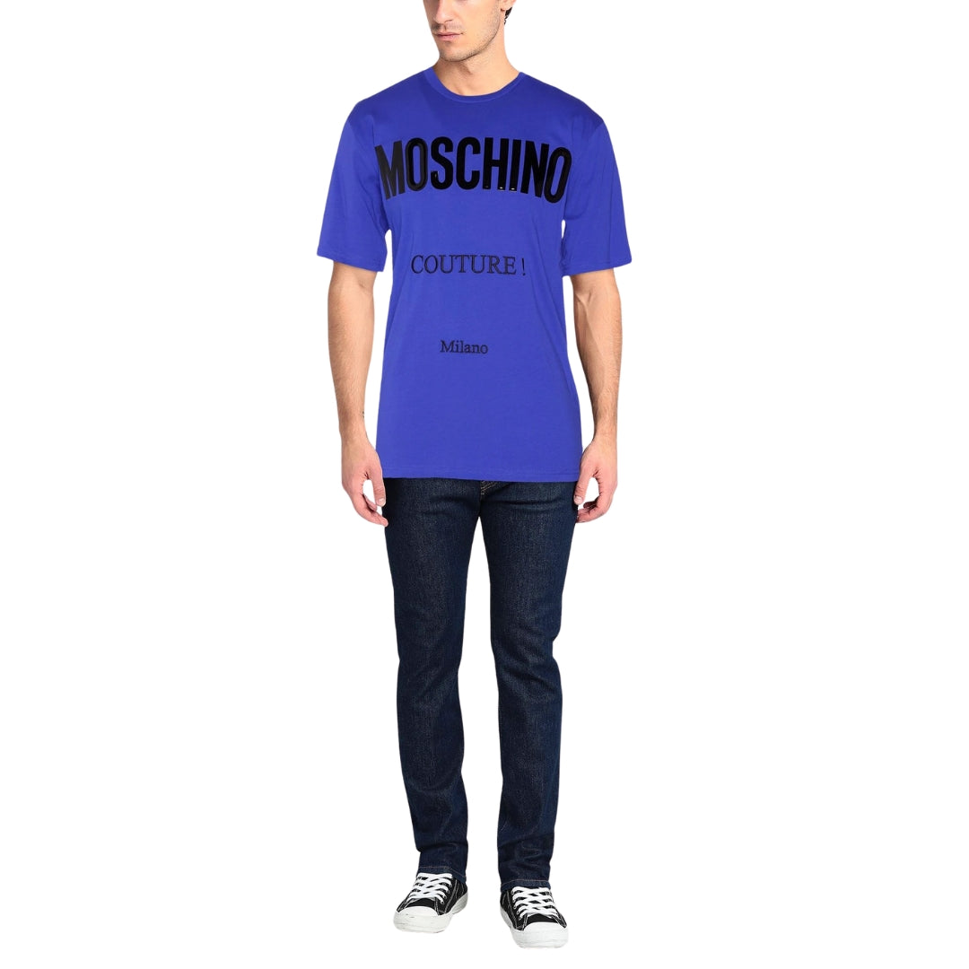 Moschino Couture Gloss Logo Blue T-Shirt