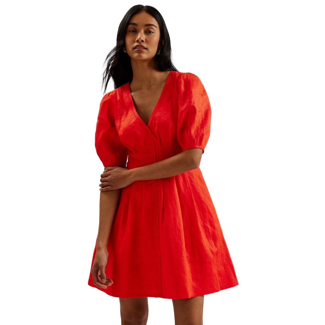 Ted Baker WMD KOYO Linen Puff Sleeve Mini Dress 4