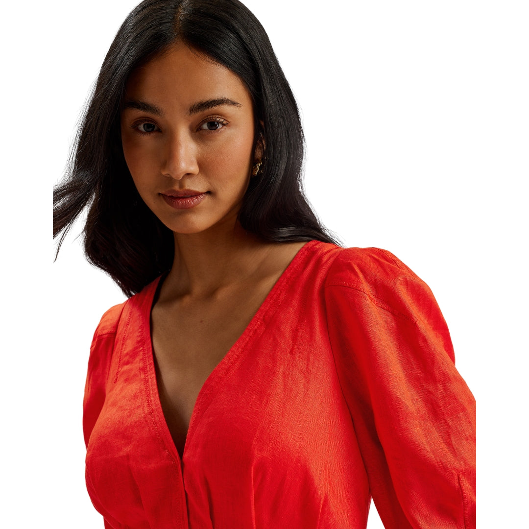 Ted Baker WMD KOYO Linen Puff Sleeve Mini Dress 4