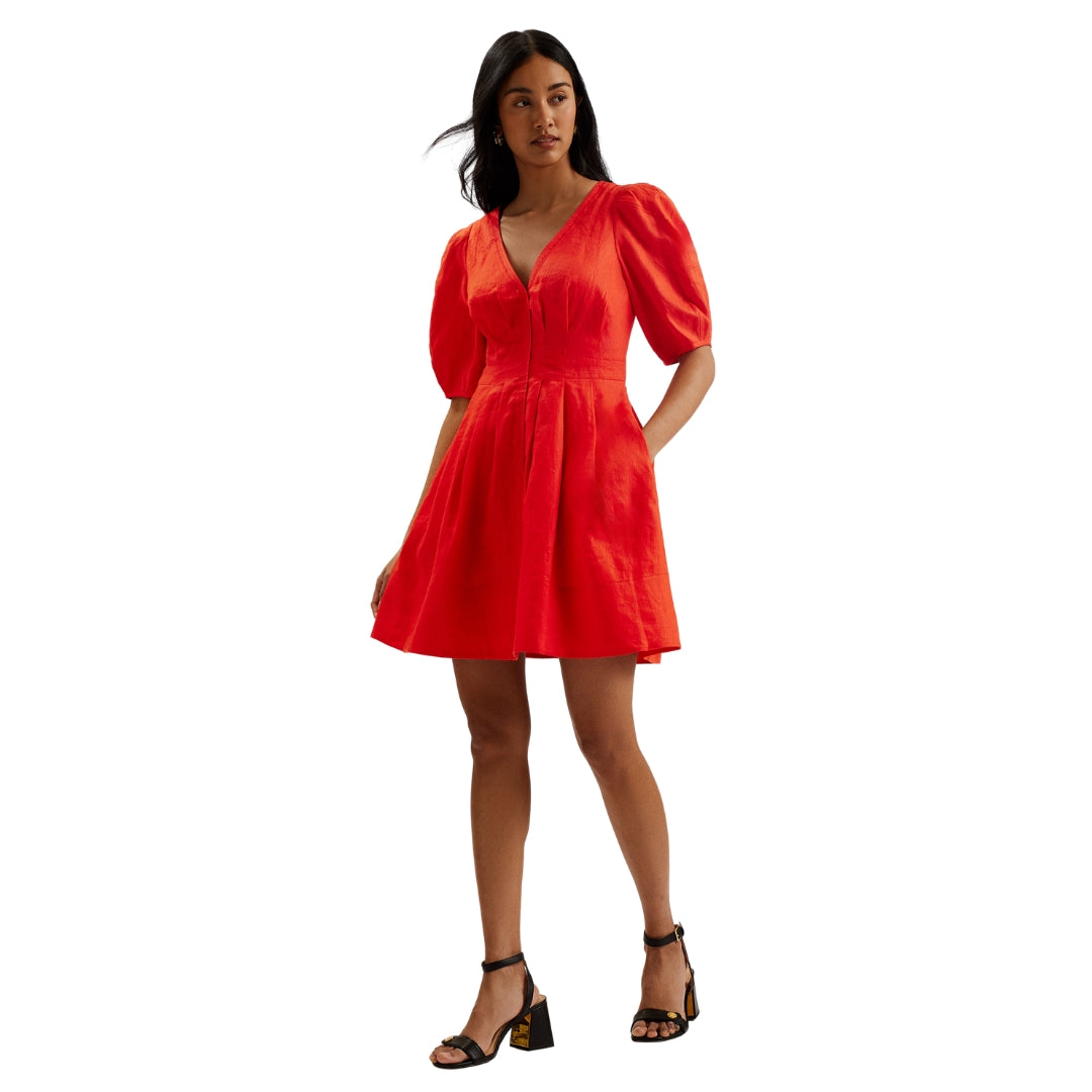 Ted Baker WMD KOYO Linen Puff Sleeve Mini Dress 4