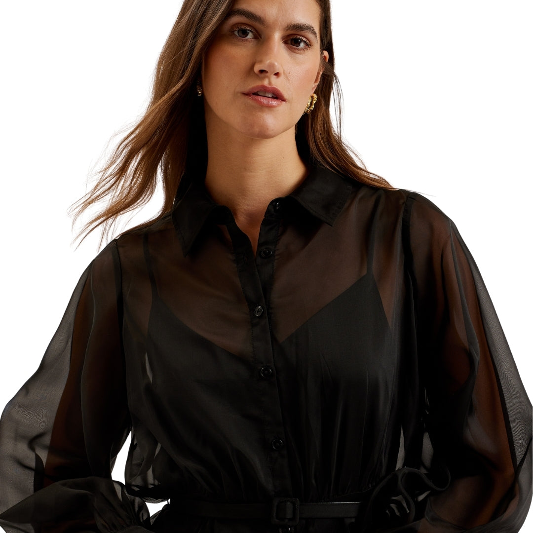 Ted Baker WMD GIBARA Sheer Organza Shirt Maxi Dres 6