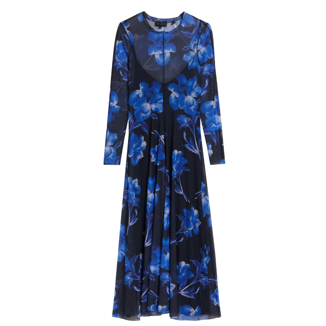 Ted Baker WMD ROZEEN Mesh Long Sleeve Printed Midi