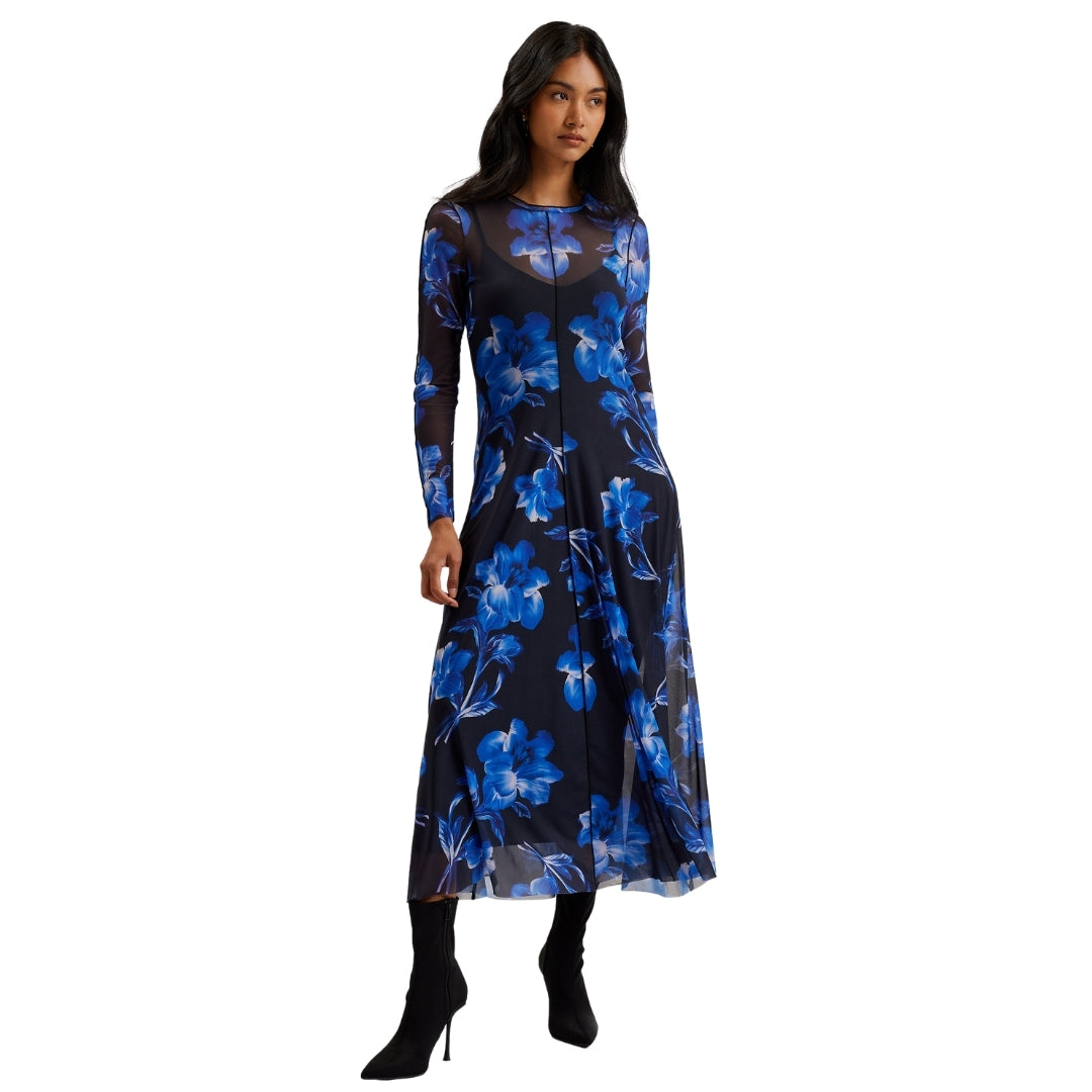 Ted Baker WMD ROZEEN Mesh Long Sleeve Printed Midi