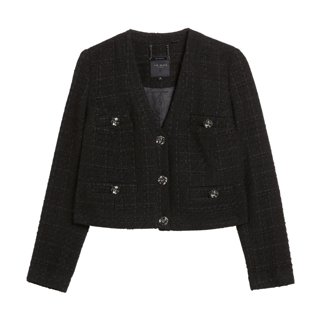 Ted Baker WMH KOMA Rose Button Cropped Boucle Tail