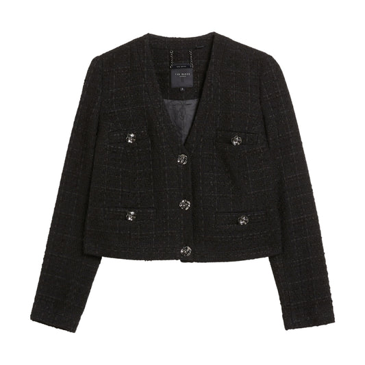 Ted Baker WMH KOMA Rose Button Cropped Boucle Tail