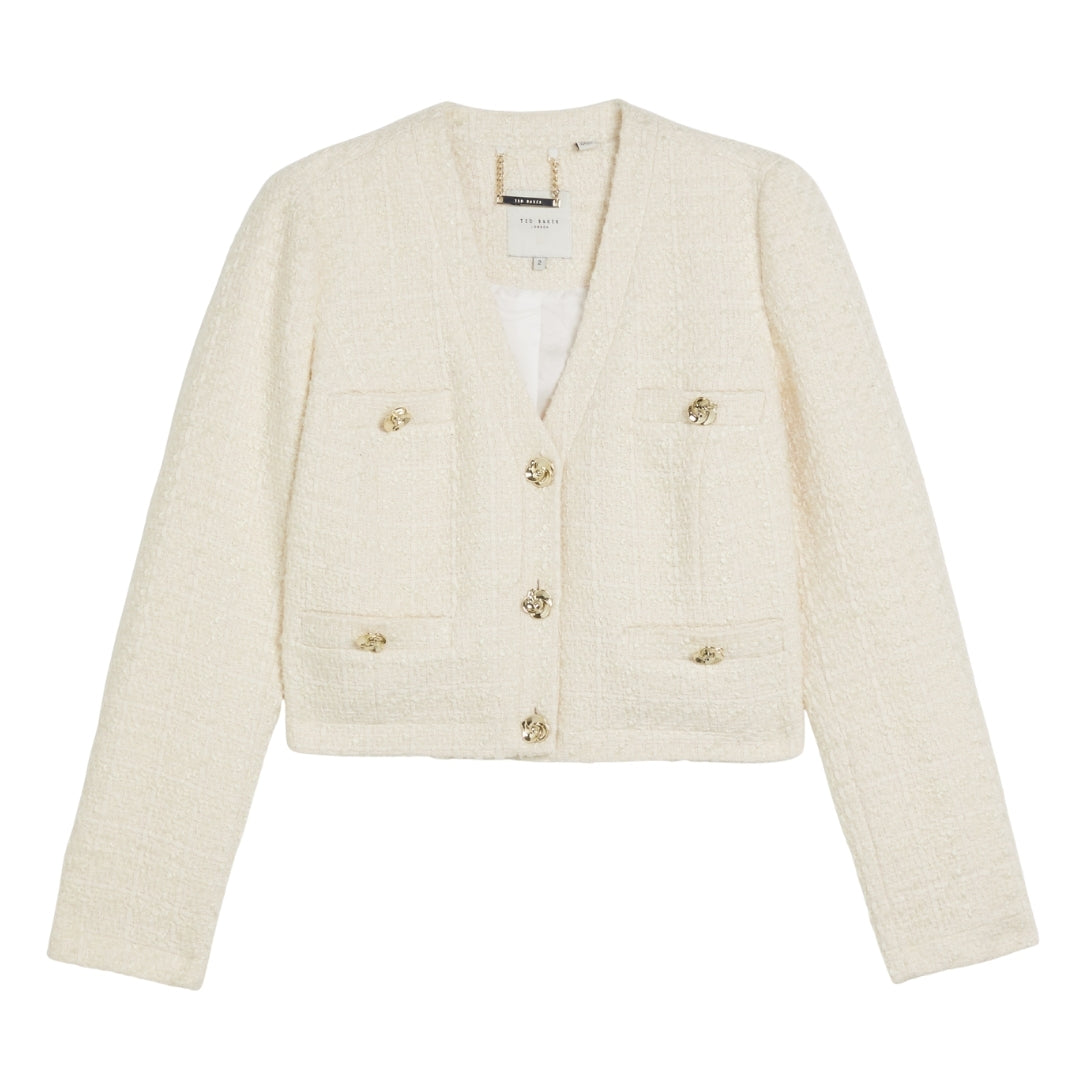 Ted Baker WMH KOMA Rose Button Cropped Boucle Tail 3