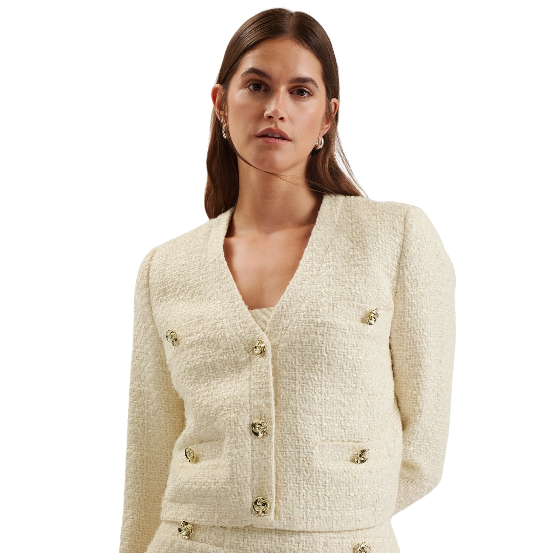 Ted Baker WMH KOMA Rose Button Cropped Boucle Tail 3