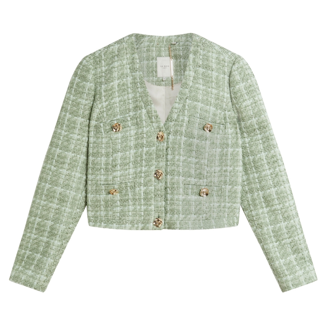 Ted Baker WMH KOMA Rose Button Cropped Boucle Tail 5