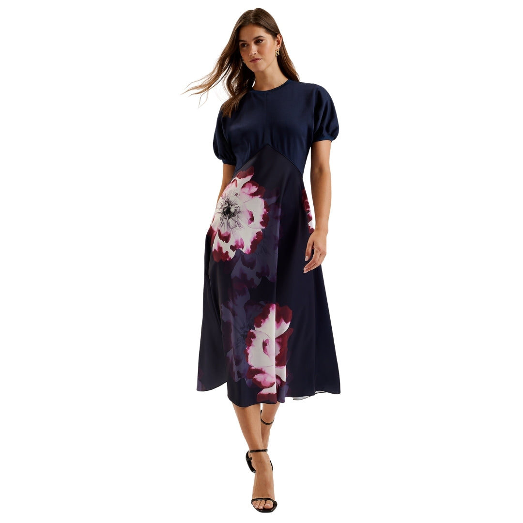 Ted Baker WMD MITZIC Ponte Bodice Printed Satin Sk 4