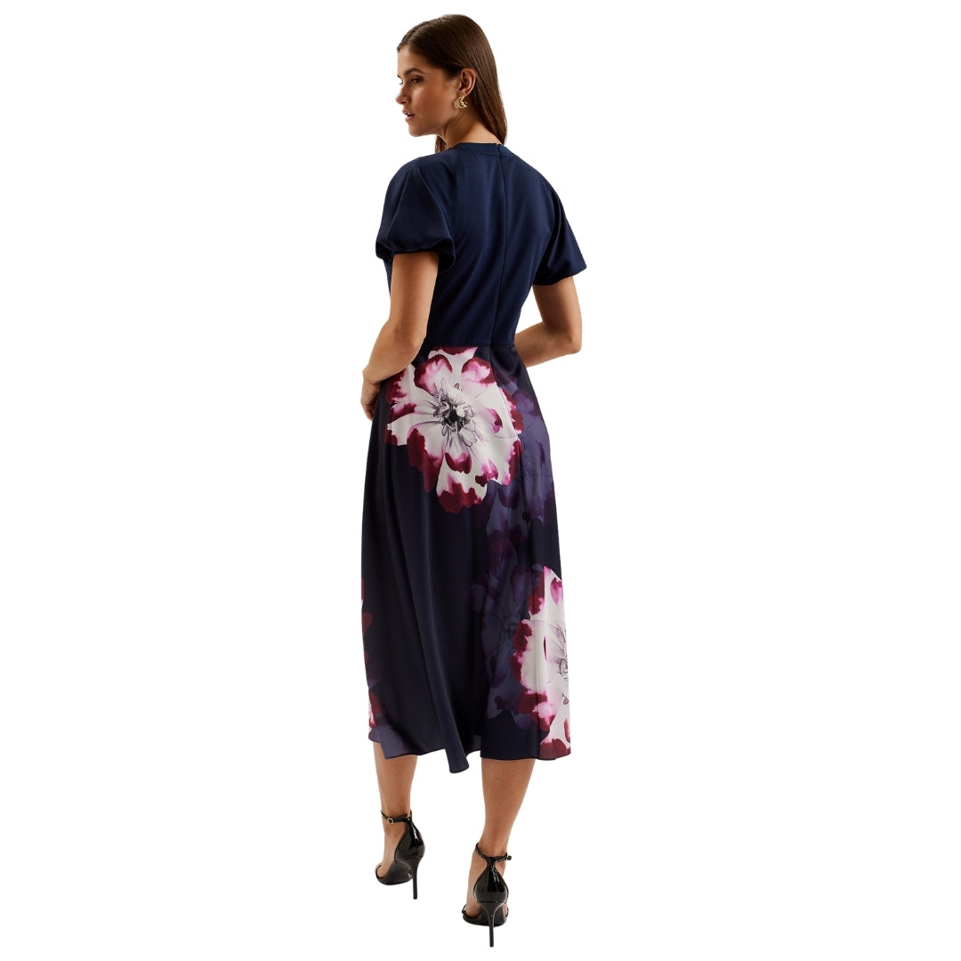 Ted Baker WMD MITZIC Ponte Bodice Printed Satin Sk 4