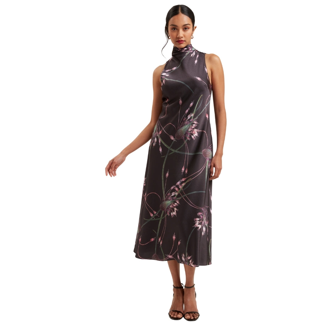 Ted Baker WMD ANTUA Printed Cowl Neck Midi Slip Dr 6