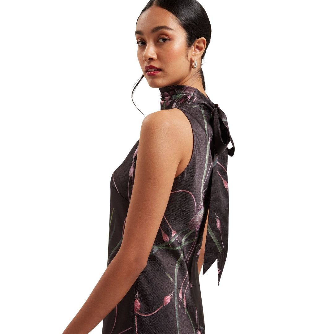 Ted Baker WMD ANTUA Printed Cowl Neck Midi Slip Dr 6
