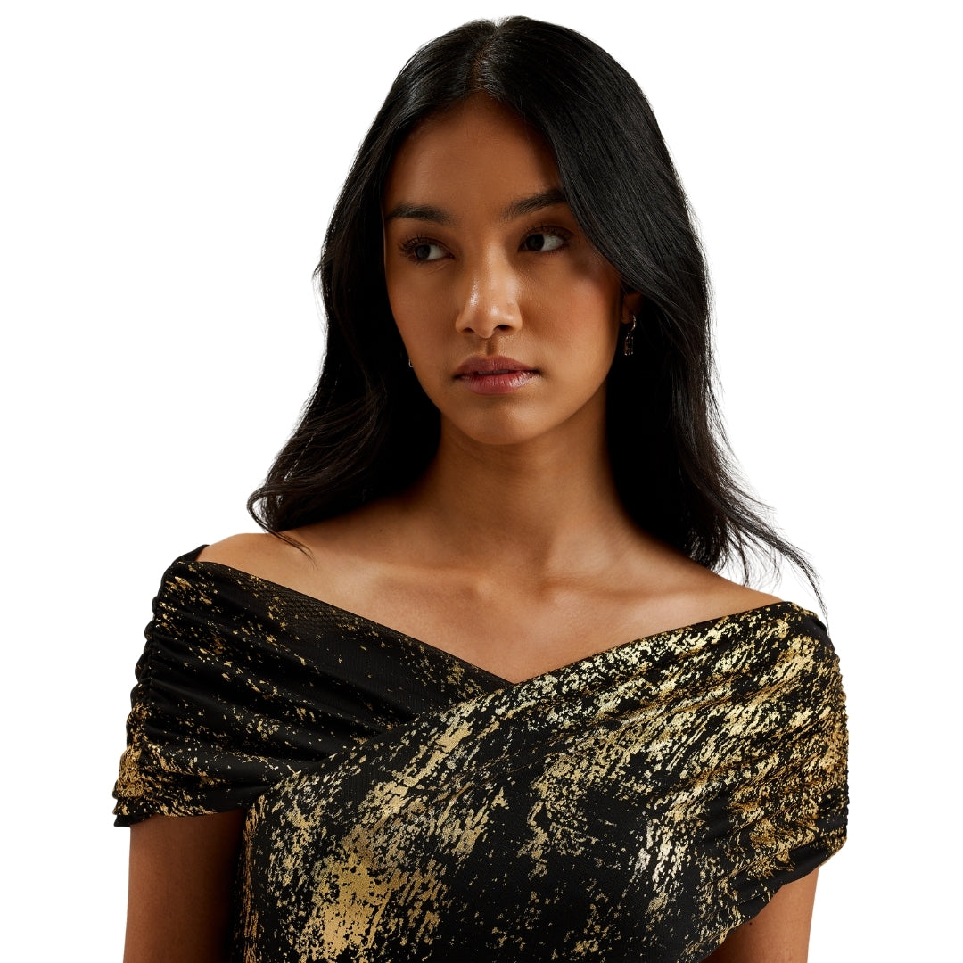 Ted Baker WMD SERINHA Bardot Foil Printed Midi Dre