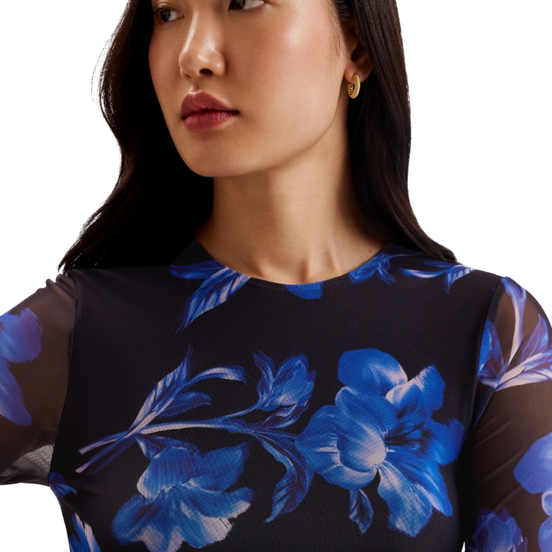 Ted Baker WMD MARLIYY Printed Mesh Bodycon Gathere 1