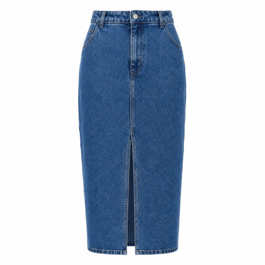 Ted Baker WMP HELODA Denim Midi Skirt with Centre 6