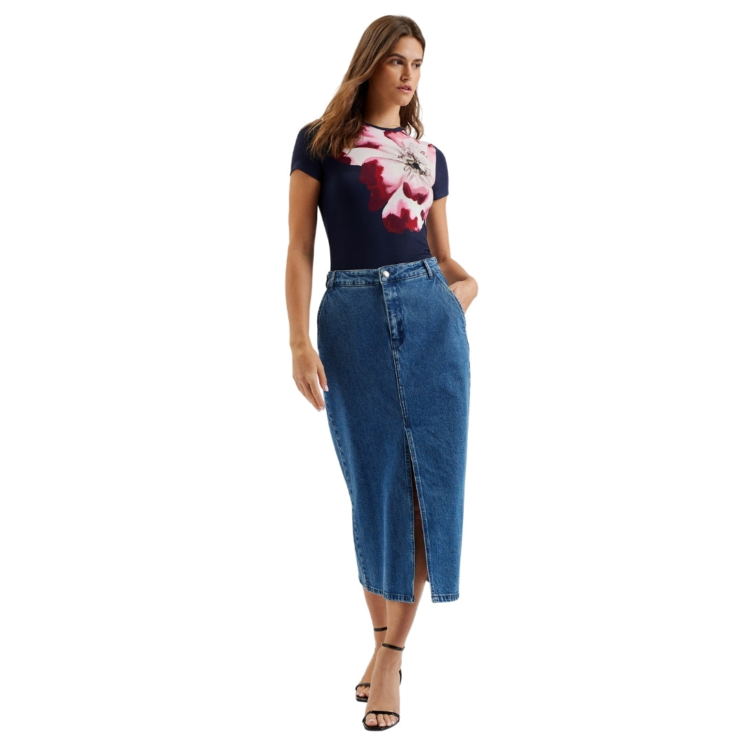 Ted Baker WMP HELODA Denim Midi Skirt with Centre 6
