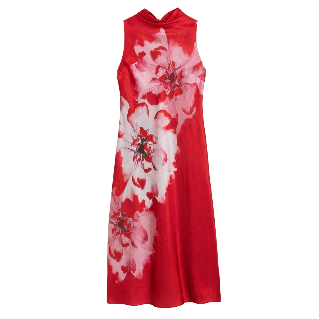 Ted Baker WMD ALIARA Printed Cowl Neck Midi Slip D