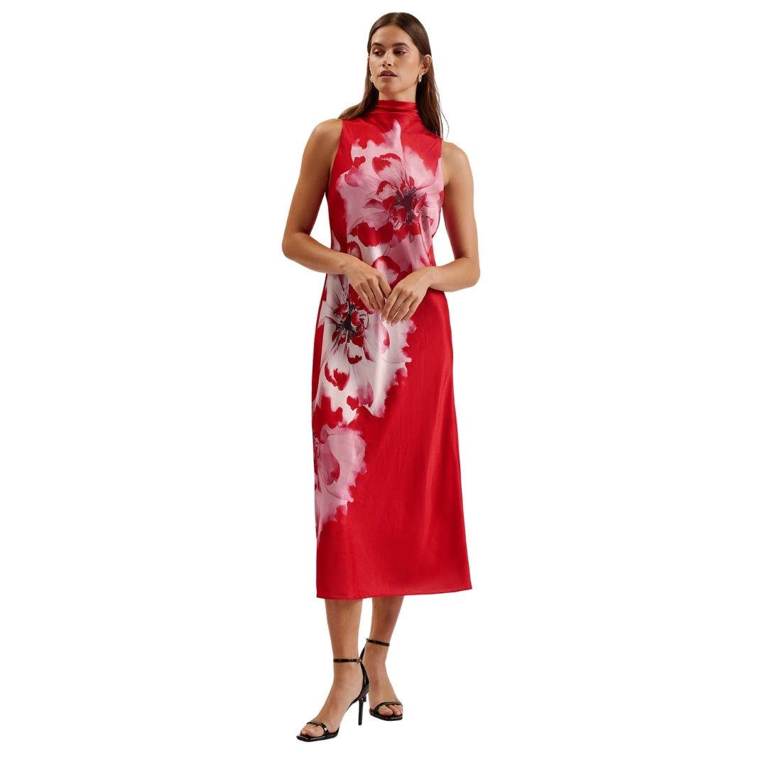 Ted Baker WMD ALIARA Printed Cowl Neck Midi Slip D