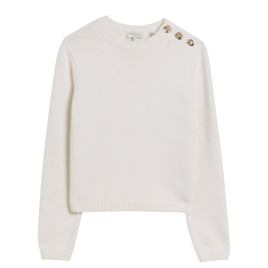 Ted Baker WMK JANHA Rose Button Crew Neck Long Sle
