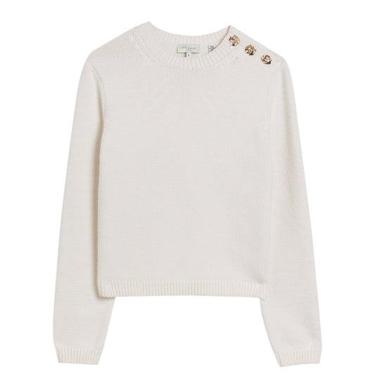Ted Baker WMK JANHA Rose Button Crew Neck Long Sle