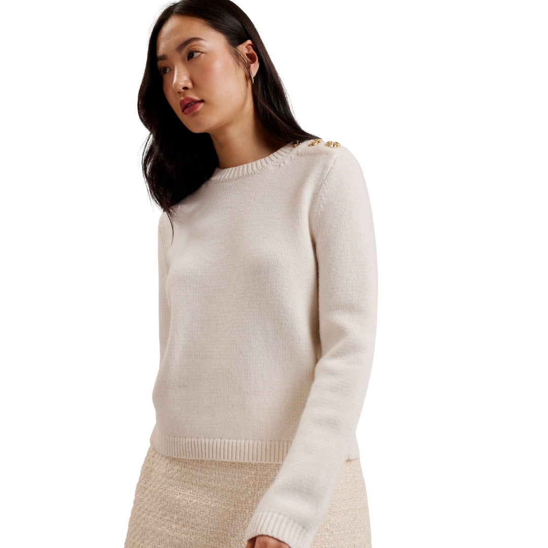 Ted Baker WMK JANHA Rose Button Crew Neck Long Sle
