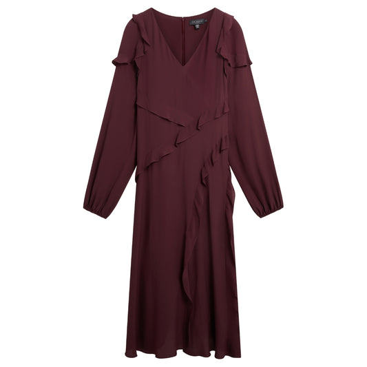 Ted Baker Long Sleeve Midi Dress With Frill Detail
