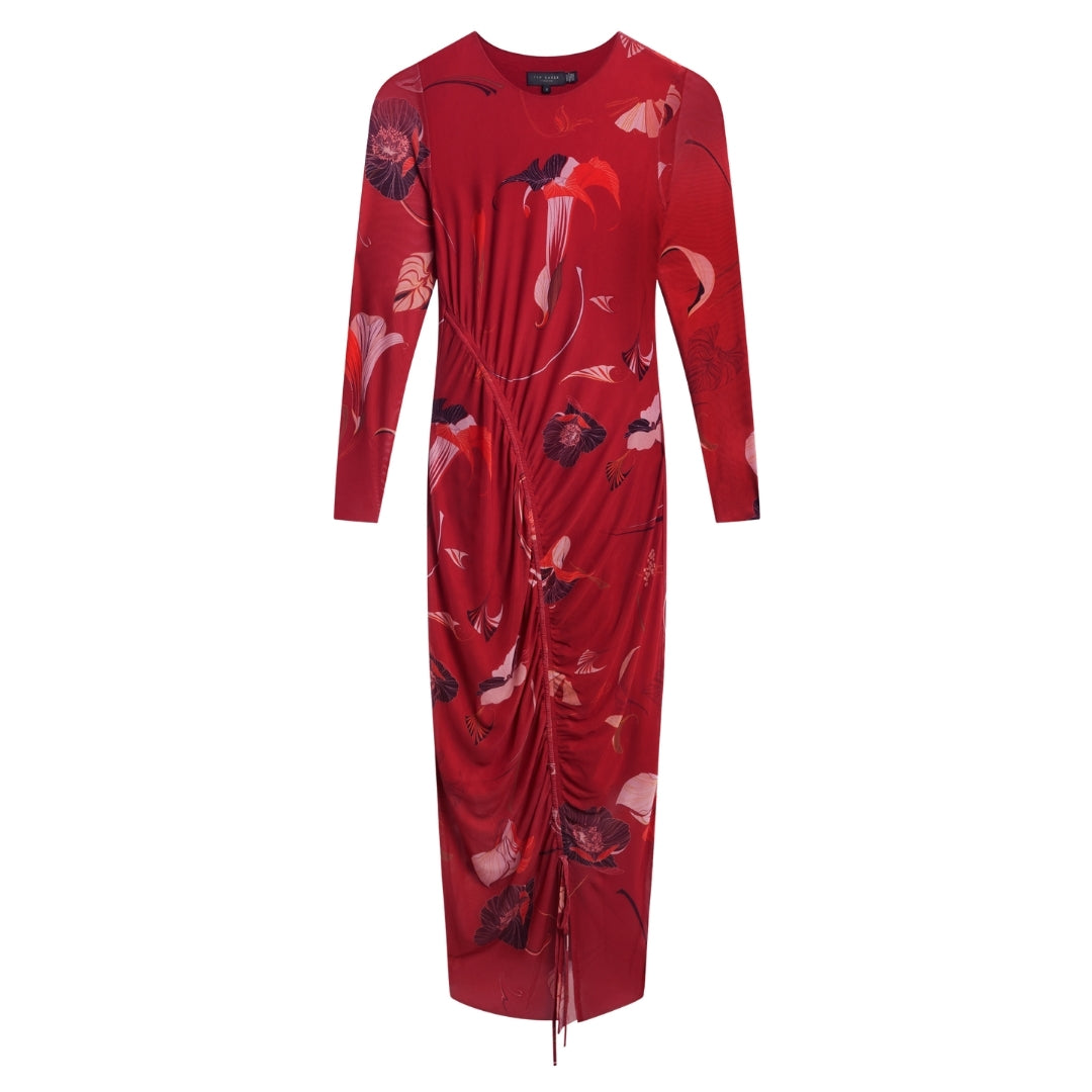 Ted Baker Bodycon Mesh Gathered Midi Dress