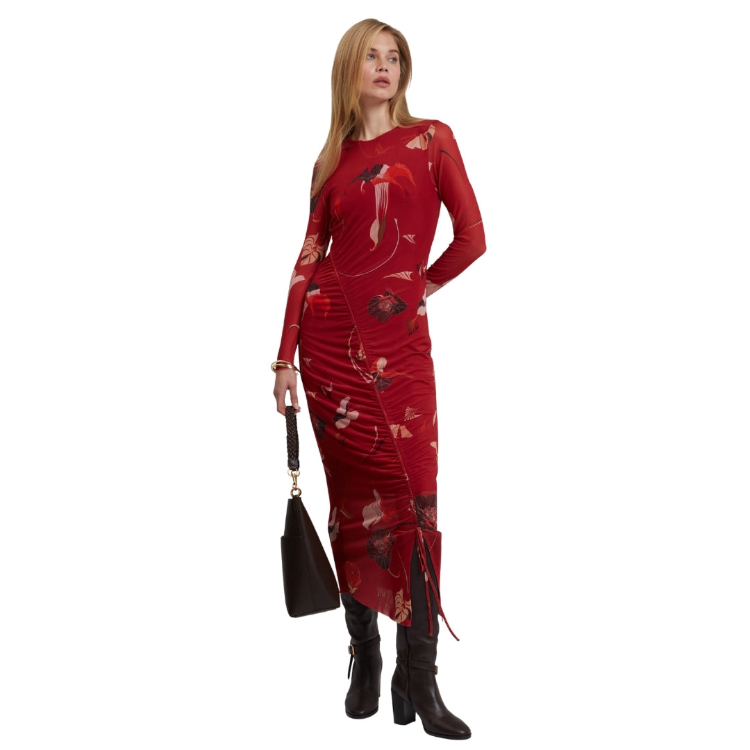 Ted Baker Bodycon Mesh Gathered Midi Dress