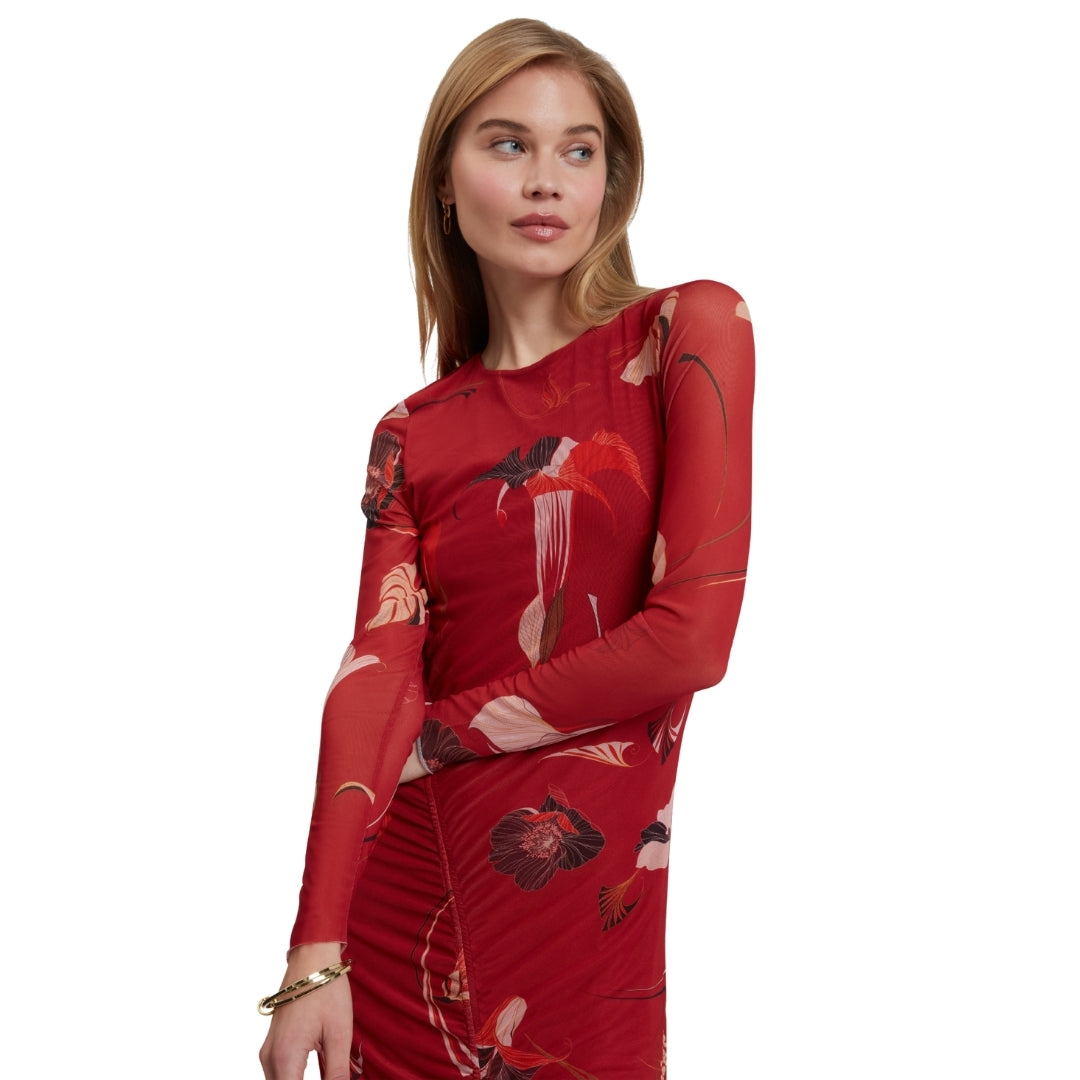 Ted Baker Bodycon Mesh Gathered Midi Dress