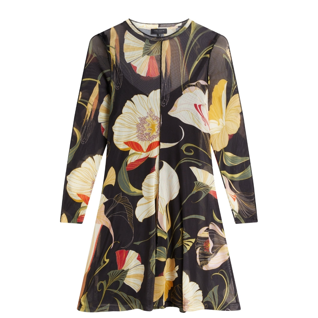 Ted Baker Mesh Long Sleeve Midi Dress