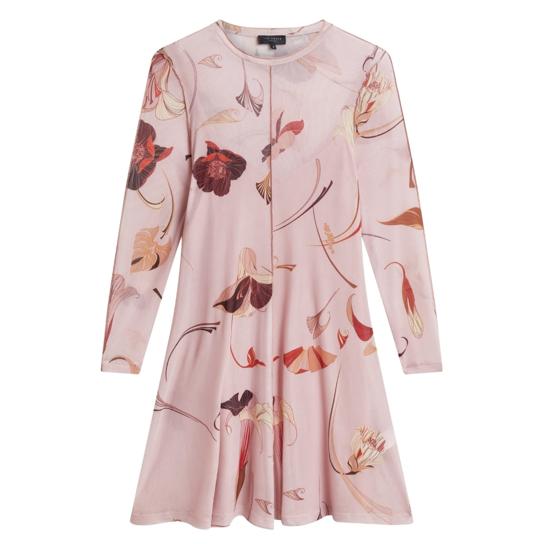 Ted Baker Mesh Long Sleeve Midi Dress