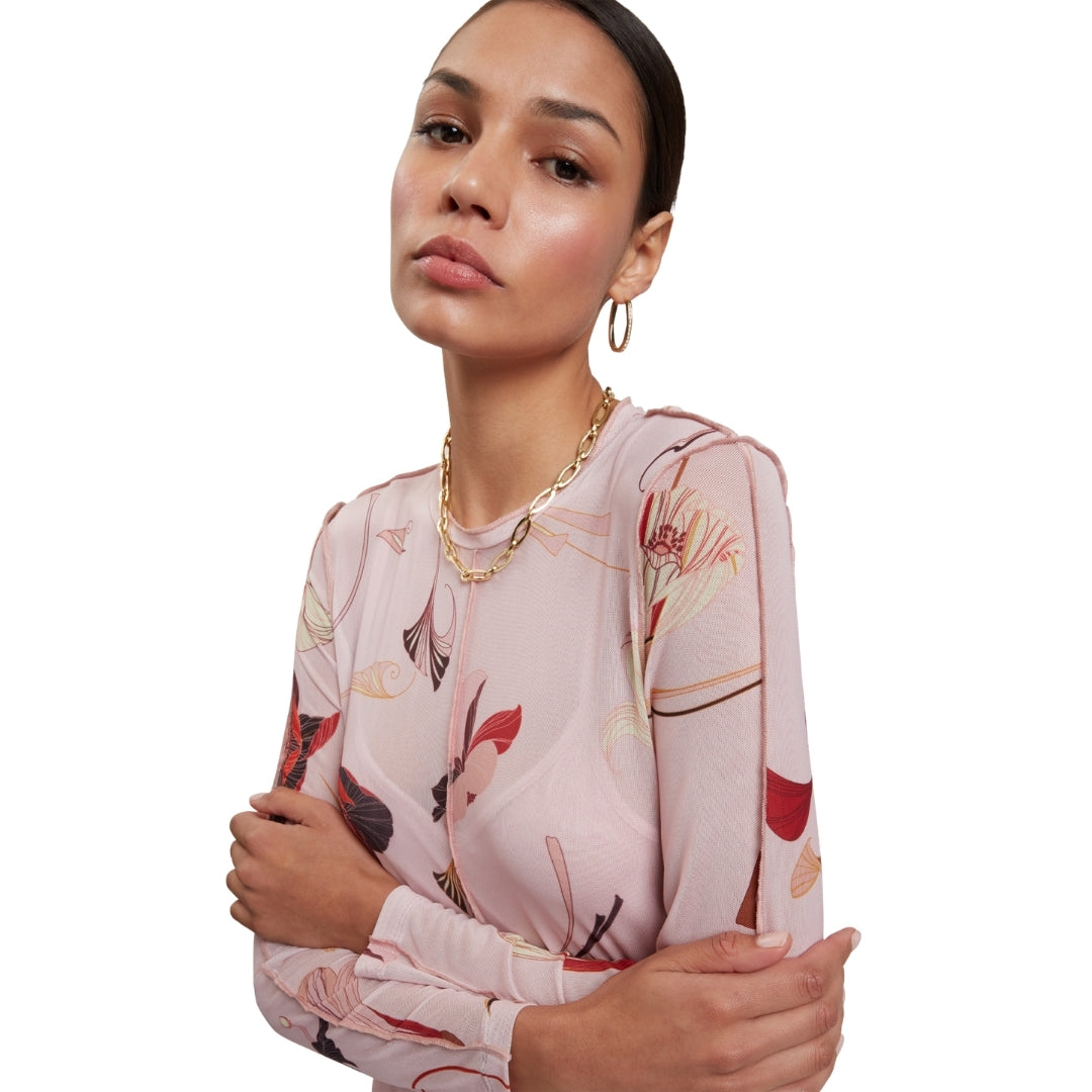 Ted Baker Mesh Long Sleeve Midi Dress