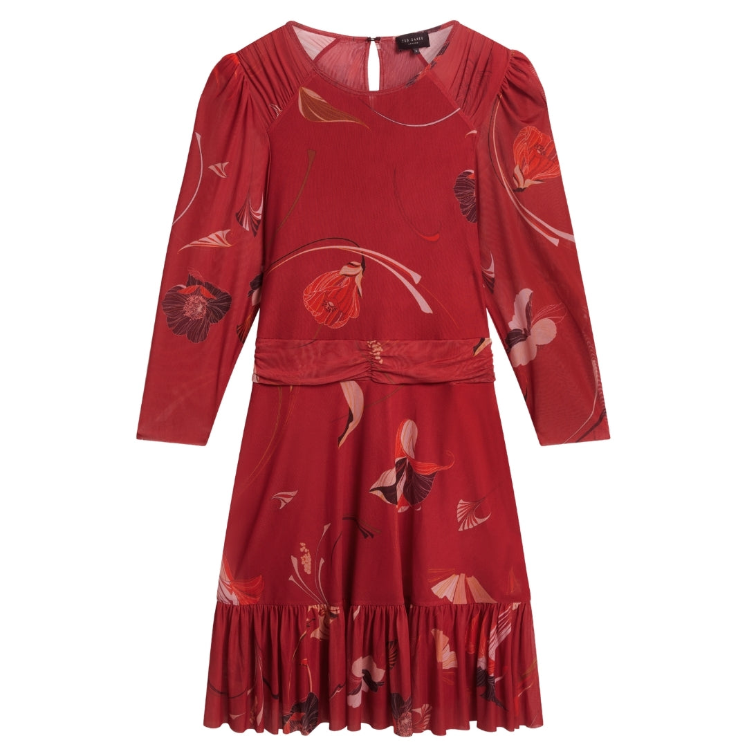 Ted Baker Gathered Shoulder Mesh Mini Skater Dress 5