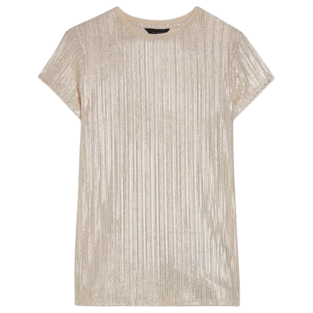 Ted Baker Metallic Short Sleeve Crew Neck Tee
