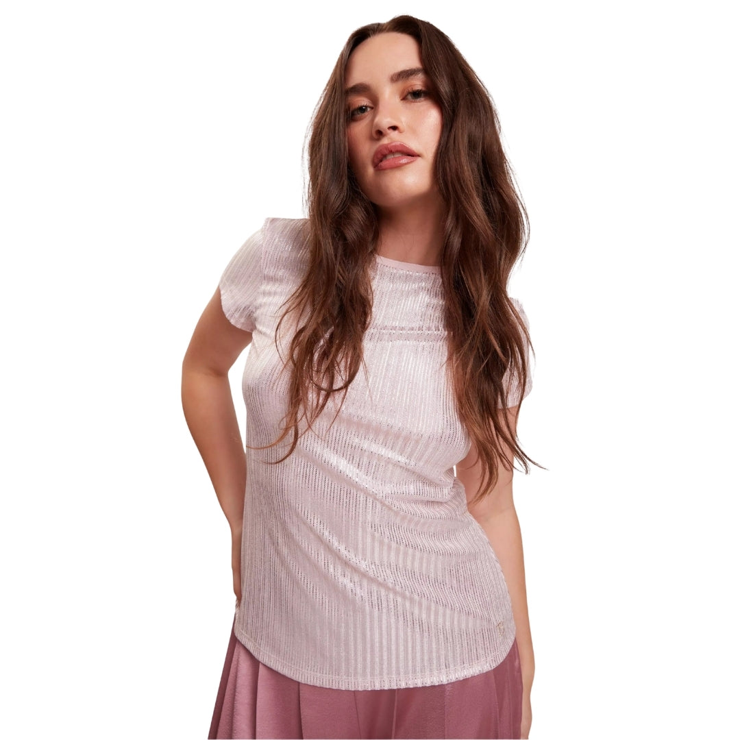Ted Baker Metallic Short Sleeve Crew Neck Tee
