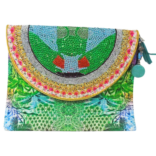 Inoa Fashion Palm Leaves Clutch Bag Womens