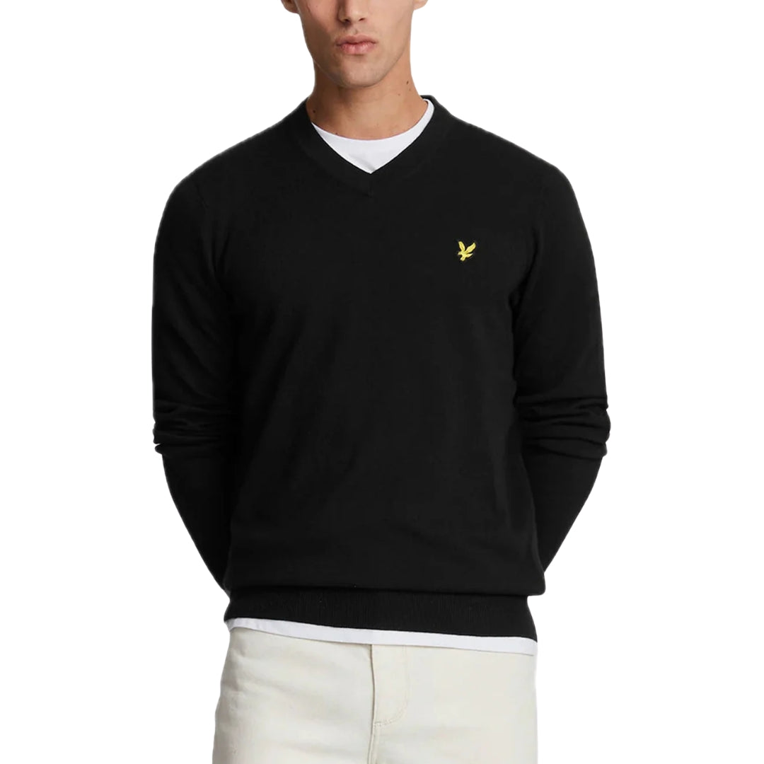 Lyle & Scott V-Neck Jet Black Pull Over Jumper