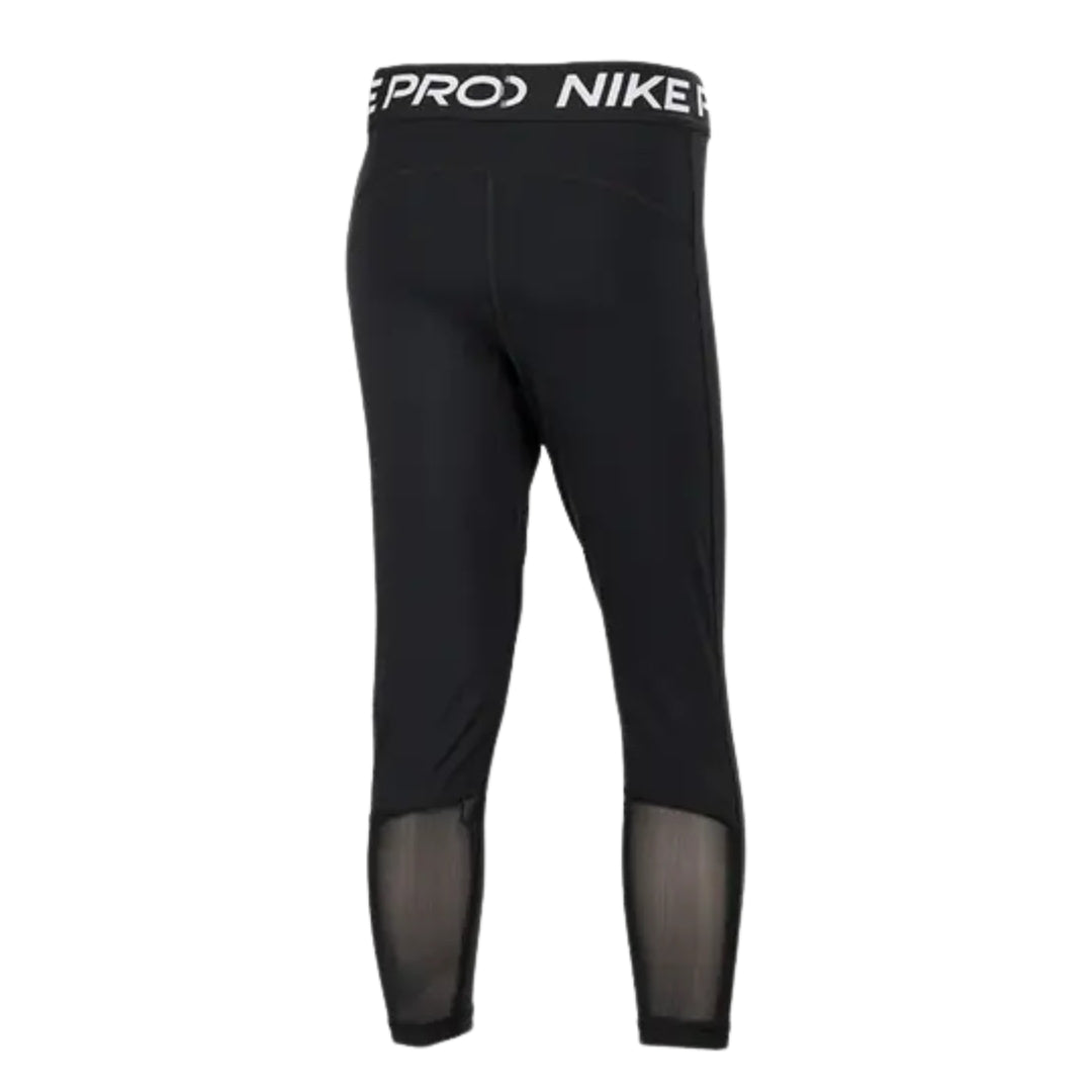 Nike Pro Black Mid-Rise Crop Mesh Panel Leggings