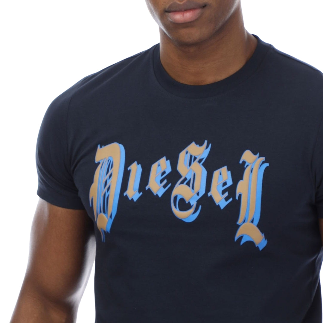 Diesel Medieval Logo Navy Blue T-Shirt