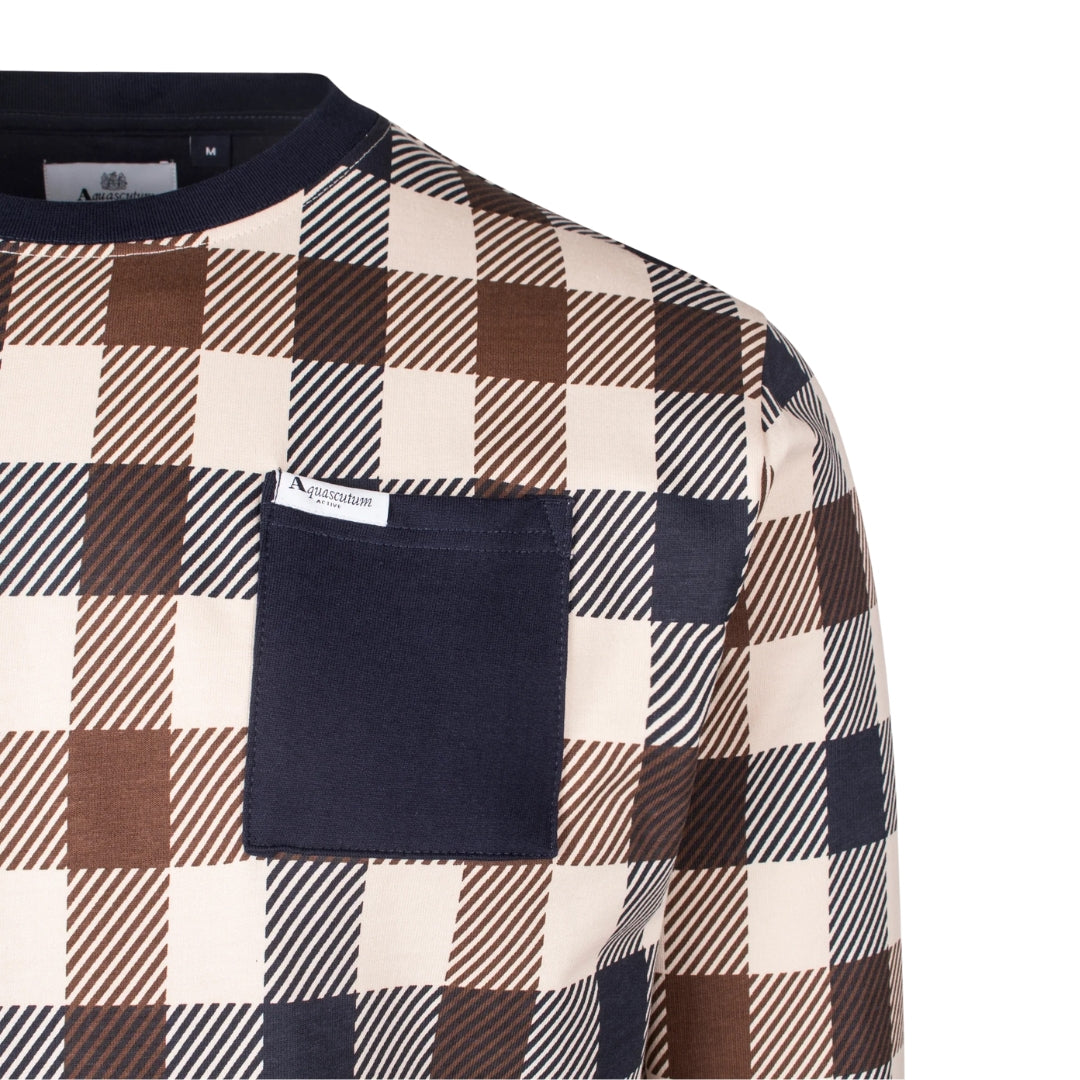 Aquascutum Active Macro Iconic Pocket Crewneck Navy Blue Sweatshirt