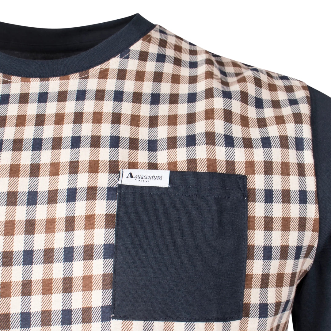 Aquascutum Active Iconic Front Pocket Navy Blue T-Shirt
