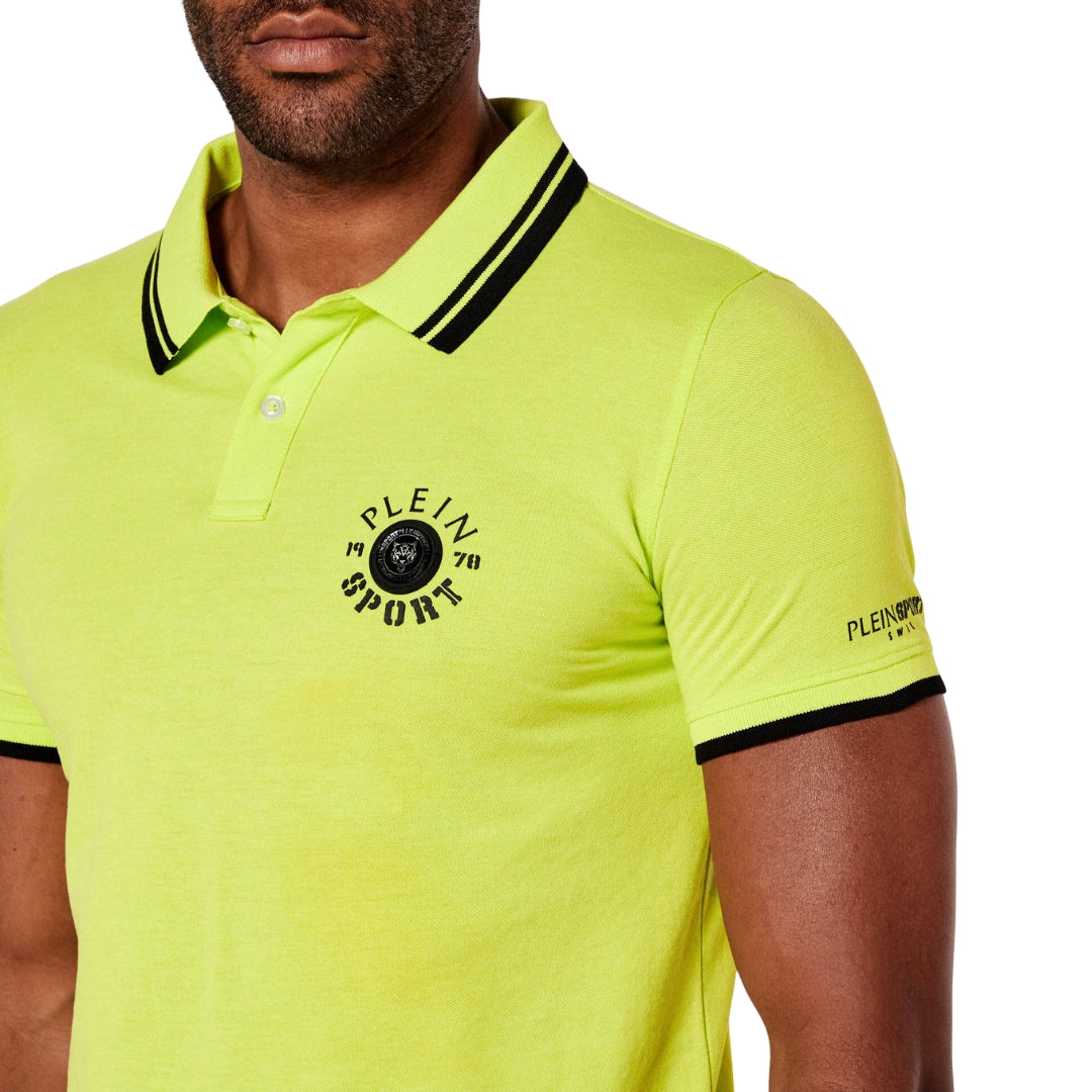 Plein Sport Large Logo On Back Lime Green Polo Shirt