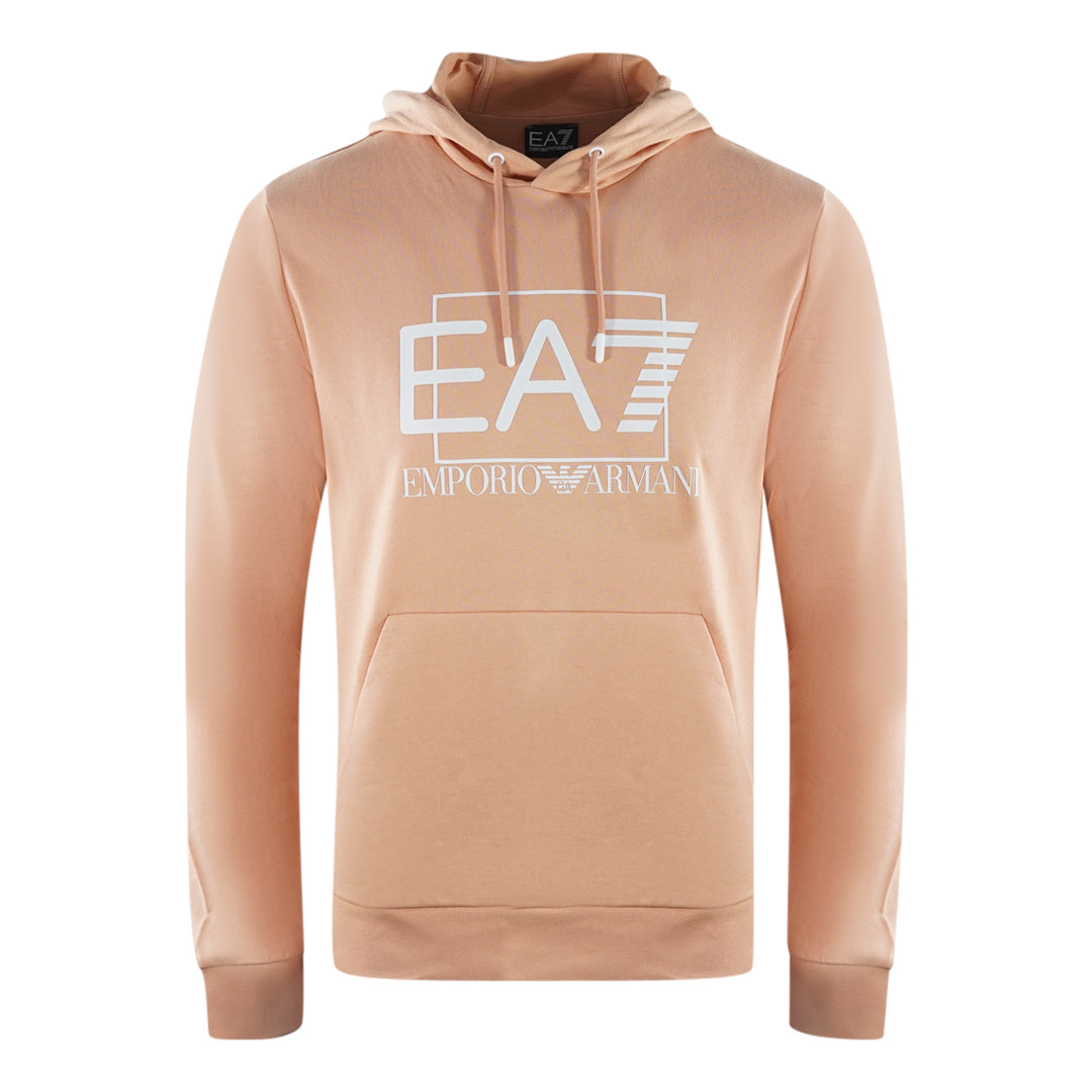 EA7 Embossed Box Logo Caf� Creme Hoodie