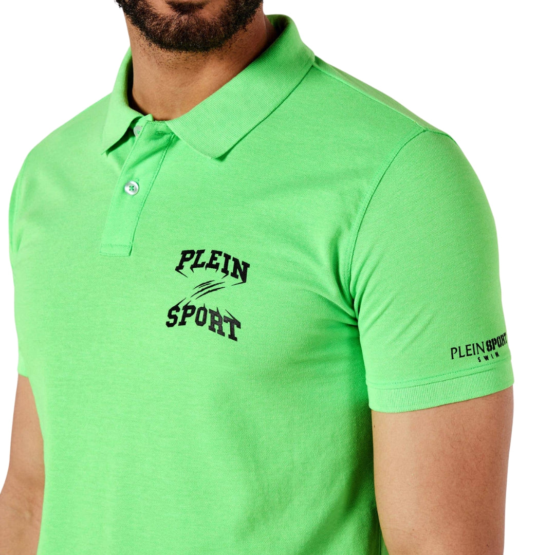 Plein Sport Scratch Logo Green Polo Shirt