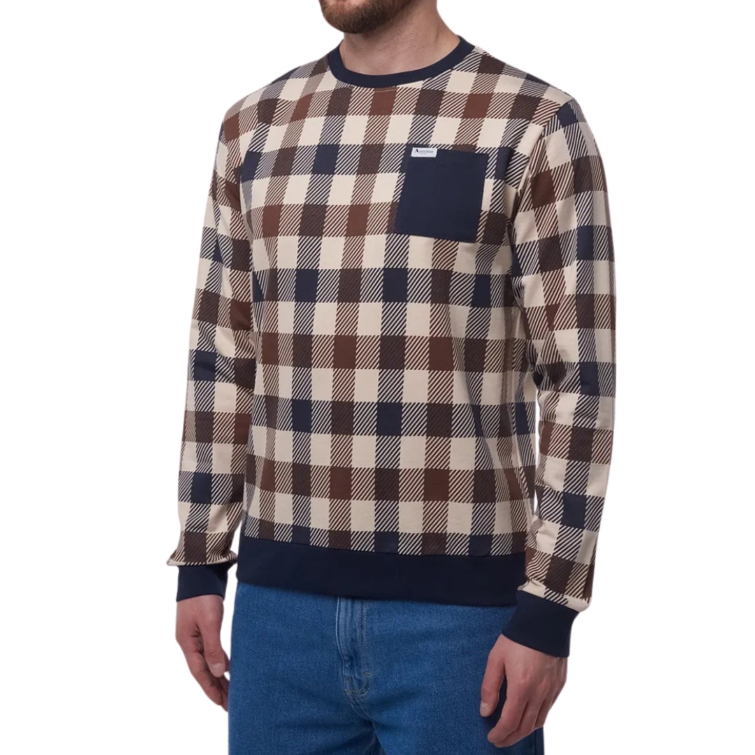 Aquascutum Active Macro Iconic Pocket Crewneck Navy Blue Sweatshirt