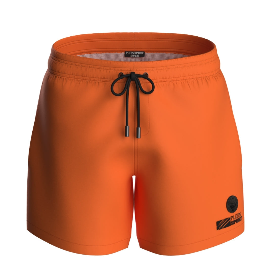 Plein Sport Basic Logo Medium Boardshort Orange Swim Shorts