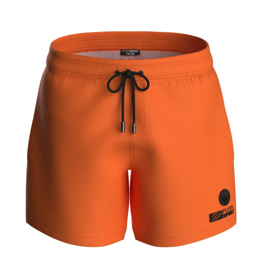 Plein Sport Basic Logo Medium Boardshort Orange Swim Shorts